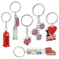 thumbnail image 1 of 6 Pack London Keychain Souvenir Gifts, Key Rings with British UK Flag, Phone Booth, Big Ben, Double-Decker Bus, England, 1 of 10