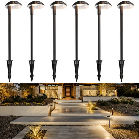 6 Pack Low Voltage Pathway Lights, 5W LED Landscape Lighting, IP65 Waterproof, 3000K Warm White, Oil Rubbed Bronze