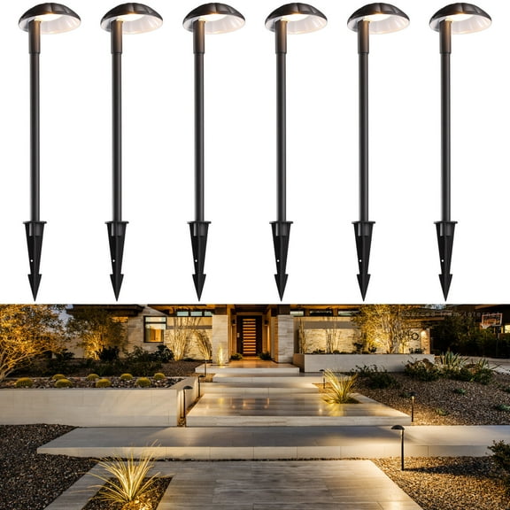 6 Pack Low Voltage Pathway Lights, 5W LED Landscape Lighting, IP65 Waterproof, 3000K Warm White, Oil Rubbed Bronze
