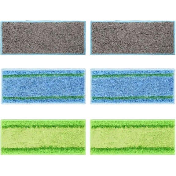 6 Pack M6 Pads for iRobot Braava Jet m6 (6110) (6012) (6112) (6113) Ultimate Robot Mop, 2 Pack Gray Washable Wet Mopping Pads and 4 Pack Microfiber Deep Clean Wet Pads (Blue*2, Green*2)