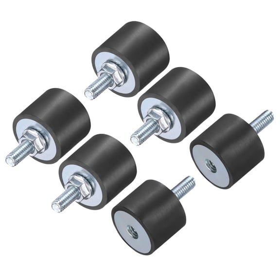 6 Pack M6x18mm Thread Studs Rubber Shock 25x20mm Male Female 6 Pack M6 Lock Nuts