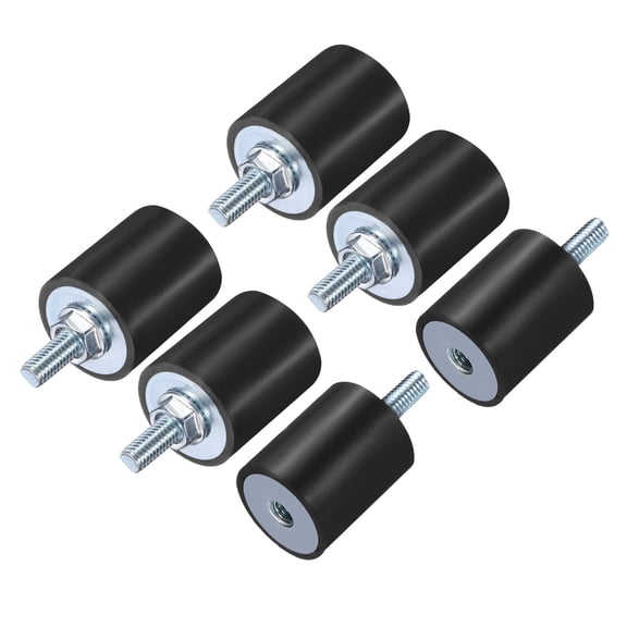 6 Pack M6x18mm Thread Studs Rubber Shock 25x30mm Male Female 6 Pack M6 Lock Nuts