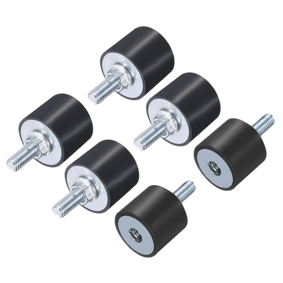 6 Pack M8x23mm Thread Studs Rubber Shock 30x25mm Male Female 6 Pack M8 Lock Nuts
