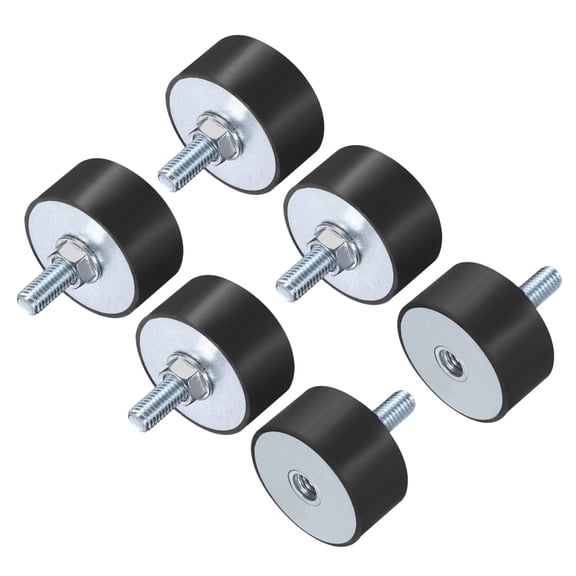 6 Pack M8x23mm Thread Studs Rubber Shock 40x20mm Male Female 6 Pack M8 Lock Nuts