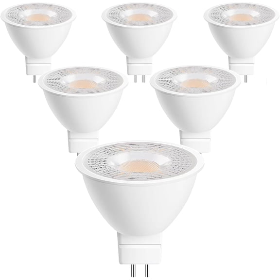 6 Pack MR16 LED Bulb, GU5.3 Bi-Pin Base, 5W (50W Equivalent) 5000K Daylight, 450 Lumens, 38 Beam Angle, for Spot Lights, Recessed & Track Lighting, Outdoor Landscape, 12-24V AC/DC, Non-Dimmable