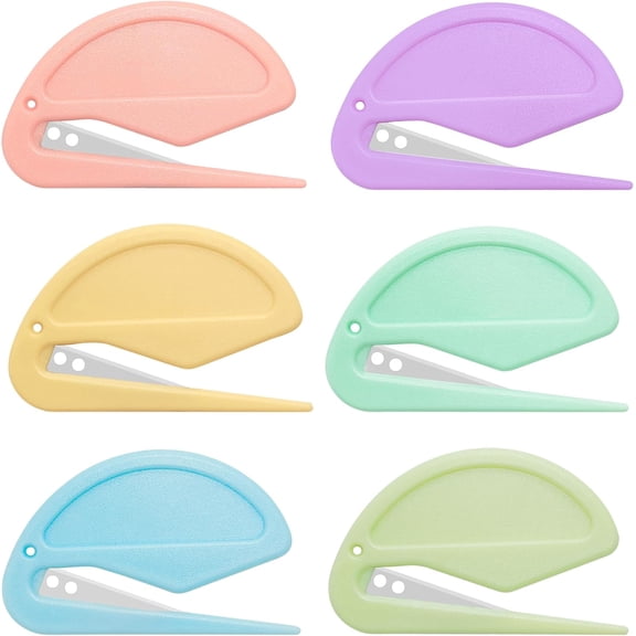 6 Pack Macarons Envelope Opener - Letter Slitter with Safety Concealed Sharp Blade for Women,Men,Office Worker,Graduate Students.Mail Home,Office,Postal