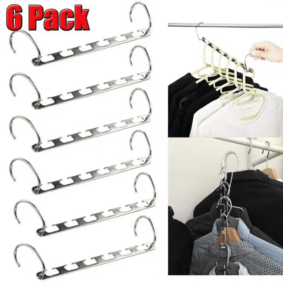 6 Pack Magic Clothes Hangers Organizer Closet Space Saving Saver Metal Hanger