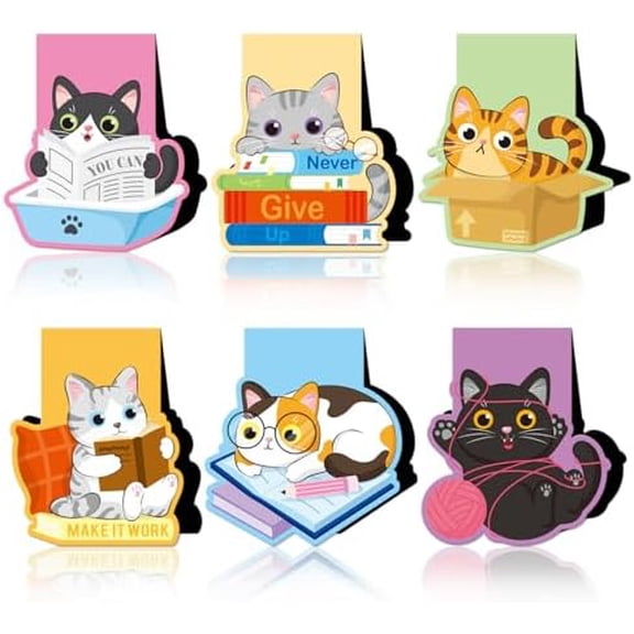 6 Pack Magnetic Bookmark Cute Cats Book Marks Page Markers Book Markers Clip for Students Teachers Assorted Cat Bookmarks for Women Men Funny Book Lovers Gifts Personalised Bookmark