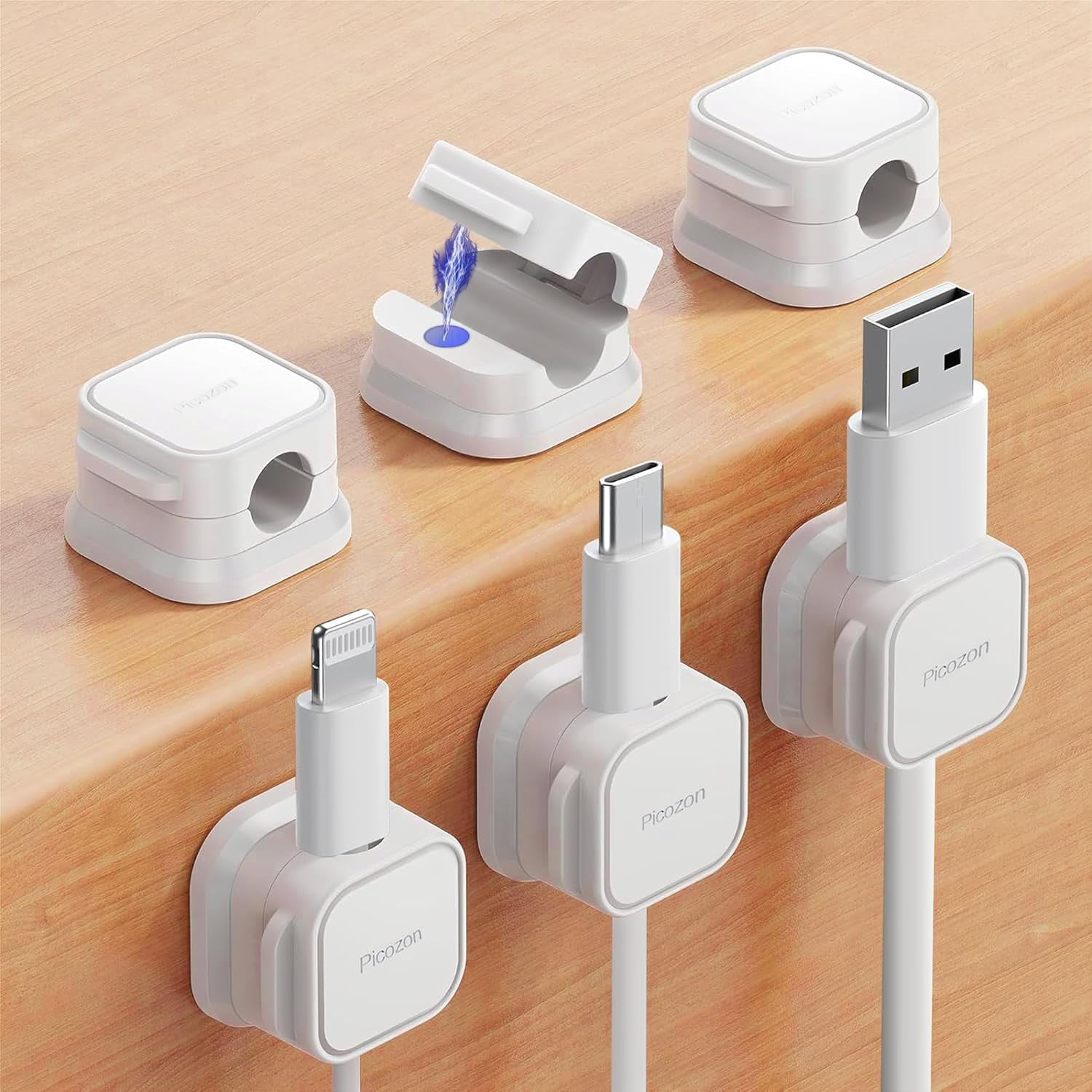 6 Pack Magnetic Cable Clip Organizer Cord Holder, Adhesive Cable ...
