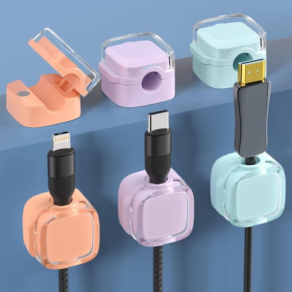 6 Pack Magnetic Cable Clips, Cord Holder for Nightstand, Under Desk Cable Management Smooth Adjustable Computer Accessories, Adhesive Wire Organizer for Desktop Home Office Kitchen Desk Phone Car