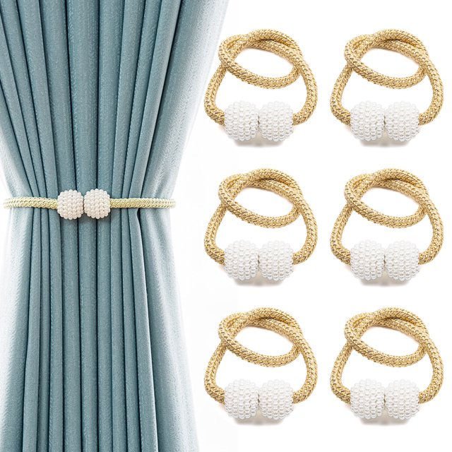 6 Pack Curtain Tiebacks Convenient Drape Tie Backs Pearl Decorative Rope Holdback