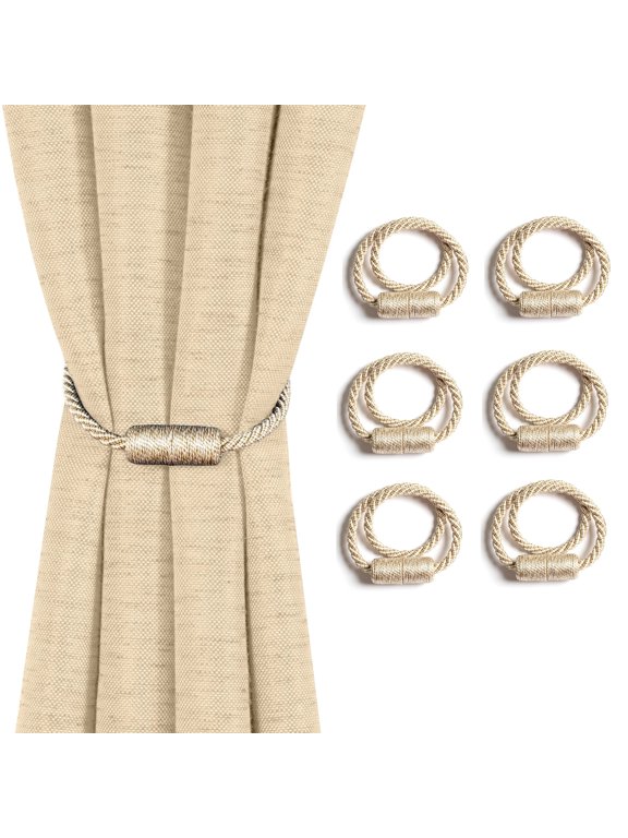 6 Pack Magnetic Curtain Tiebacks, Decorative Curtain Holdbacks, HeavyDuty Magnetic Drape Tie Backs for Home Window Decor