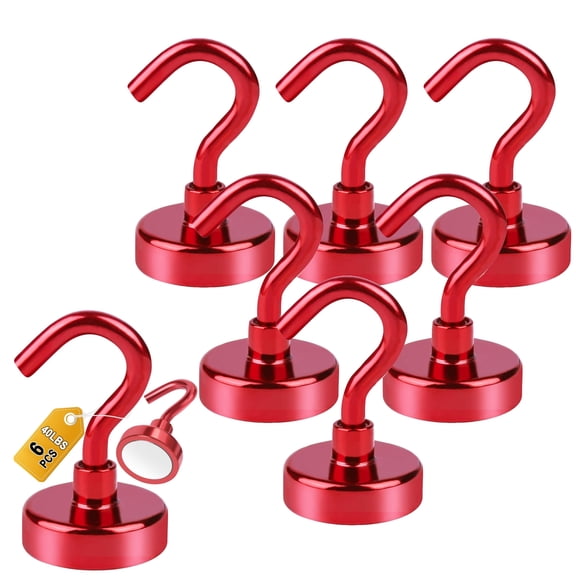 6 Pack Magnetic Hooks, 40Lbs Heavy Duty Cruise Magnet Hooks for Fridge, Classroom, Cabins, Grill, Kitchen, Garage, Workplace and Office