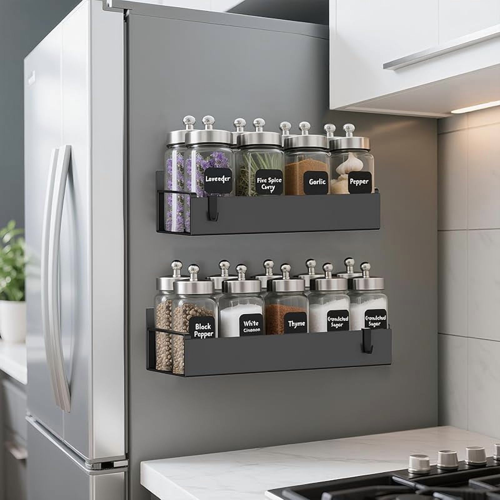 6 Pack Magnetic Spice Rack Organizer for Refrigerator and Oven, Movable ...