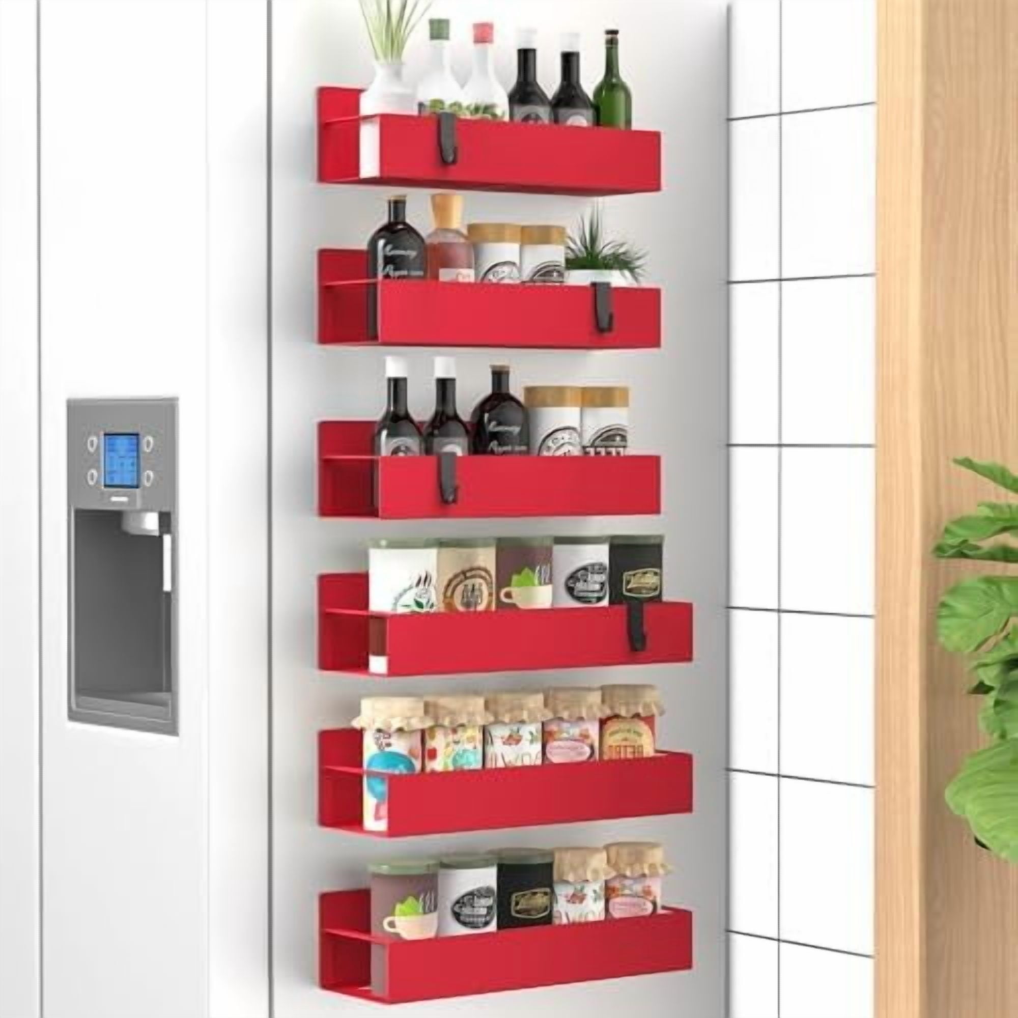 6 Pack Magnetic Spice Storage Rack Organizer for Refrigerator and Oven ...
