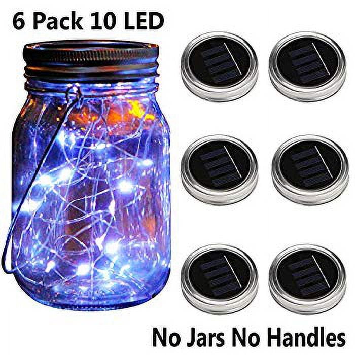 6 Pack Mason Jar Lid Solar Waterproof Fairy Starry Firefly Lights for Regular Mouth Mason Jar