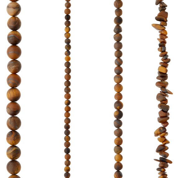 Bead Landing Matte Brown Tiger's Eye Stone Beads, 6 Pack