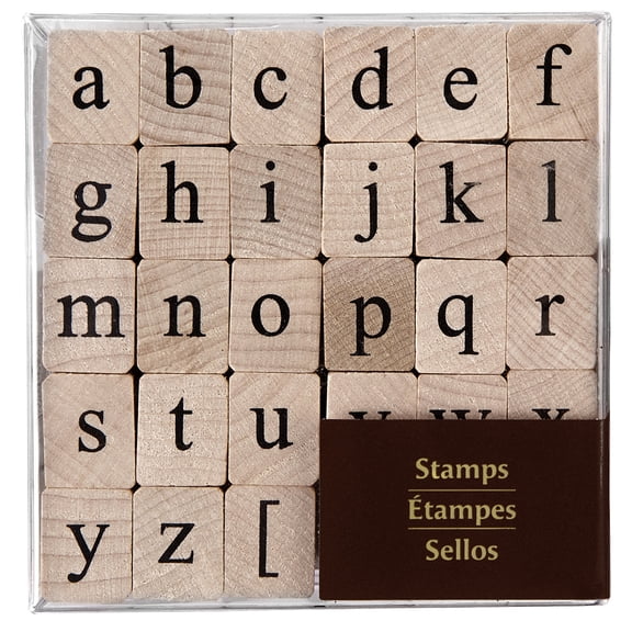 Recollections Medium Lowercase Alphabet Wood Stamp Set, 6 Pack