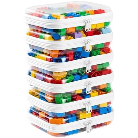 6-Pack Medium Minus Clear Hard Shell Zipper Pouches, Clear Zipper Bags, Hard Case Pouches for Purse & Diaper Bag Organizer, and Travel Essentials (6M-)