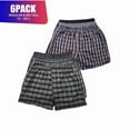 thumbnail image 1 of 6 Pack Men's 100% Cotton Boxer Shorts Premium Cotton Random Mixed Color Pack Woven Relaxed Fit Underwear Elastic Waist Button Fly Pouch Menswear, 1 of 4