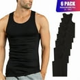 thumbnail image 1 of 6 Pack Men's A-Shirts 100% Cotton Ribbed Underwear Tank Top Solid Casual Menswear S-3XL Regular Big & Tall Workout Breathable Sleeveless Plain Classic, 1 of 6