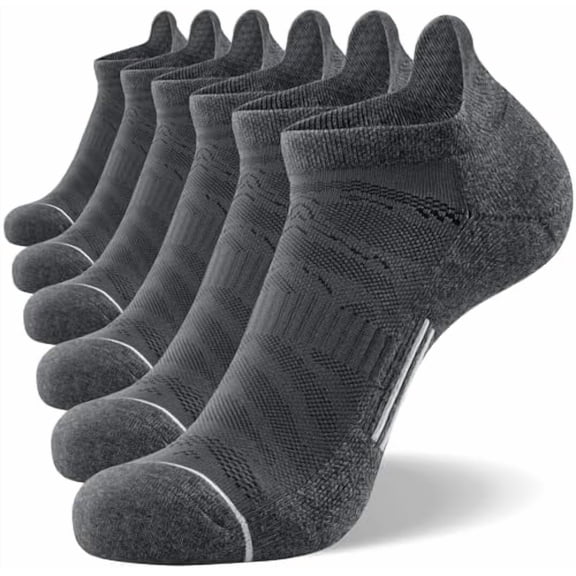 6 Pack Men's Ankle Running Socks Low Cut Cushioned Athletic Sports Socks 7-9/9-12/12-15
