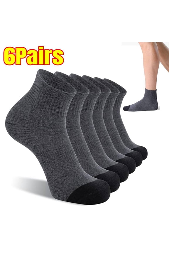 6 Pack Men's Ankle Socks with Cushion Athletic Running Socks(Dark Grey)