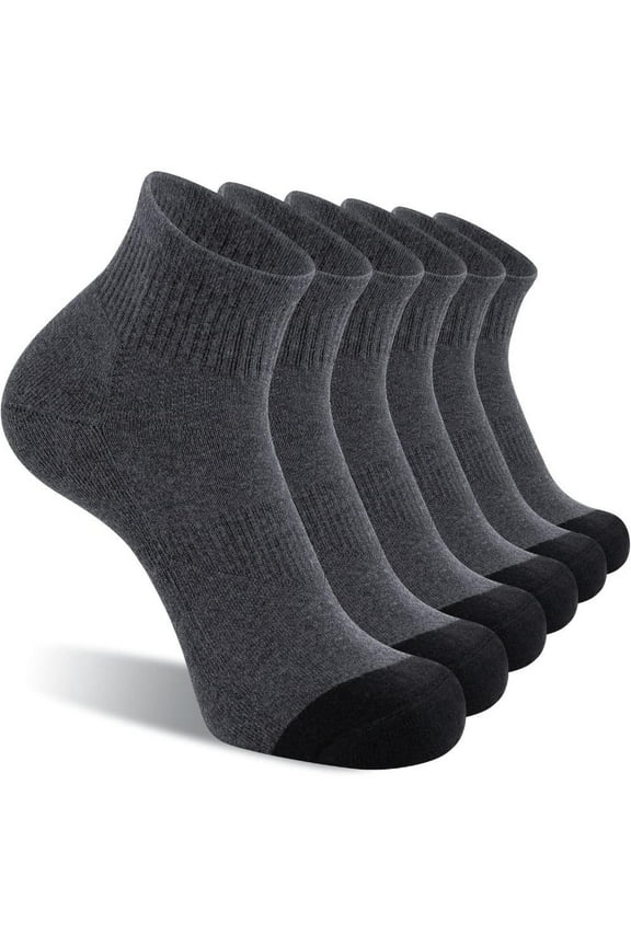 6 Pack Men's Ankle Socks with Cushion Athletic Running Socks, Dry & Breathable, Suitable for Sports, Working Out Menswear Plain