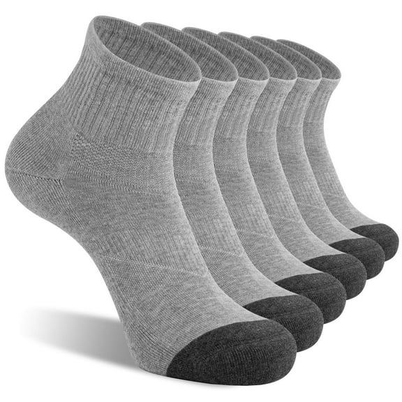 6 Pack Men's Ankle Socks with Cushion Athletic Running Socks