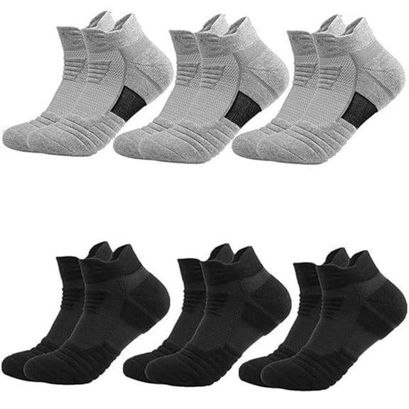 6 Pack Men's Ankle Socks with Cushion, Sport Athletic Running Socks