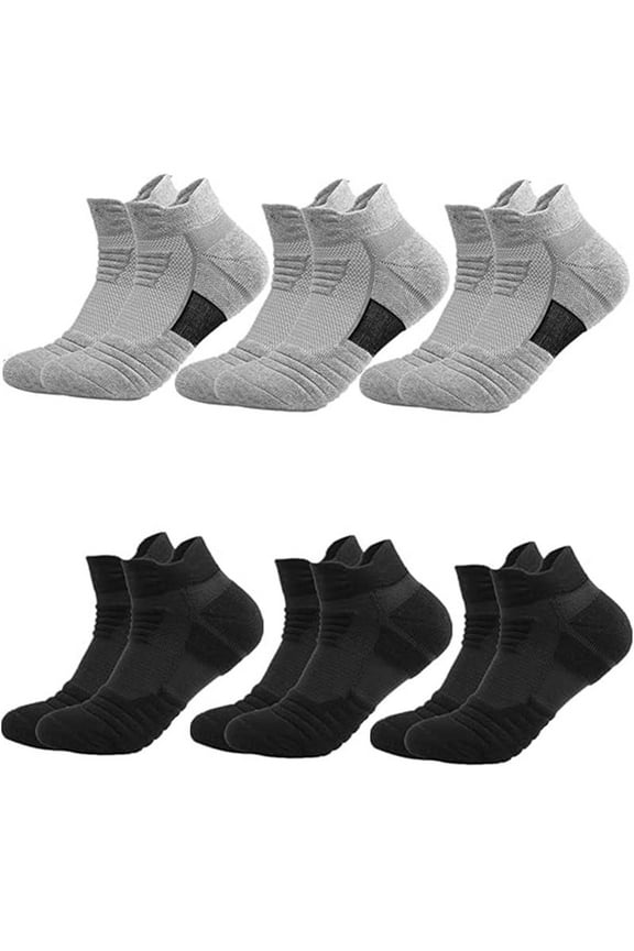 6 Pack Men's Ankle Socks with Cushion, Sport Athletic Running Socks