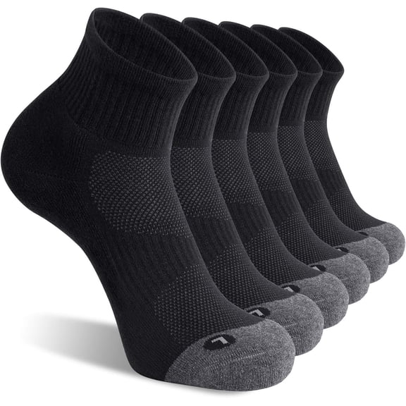 6 Pack Men's Athletic Ankle Socks Cushioned Sports Running Socks 7-9/9-12/12-15