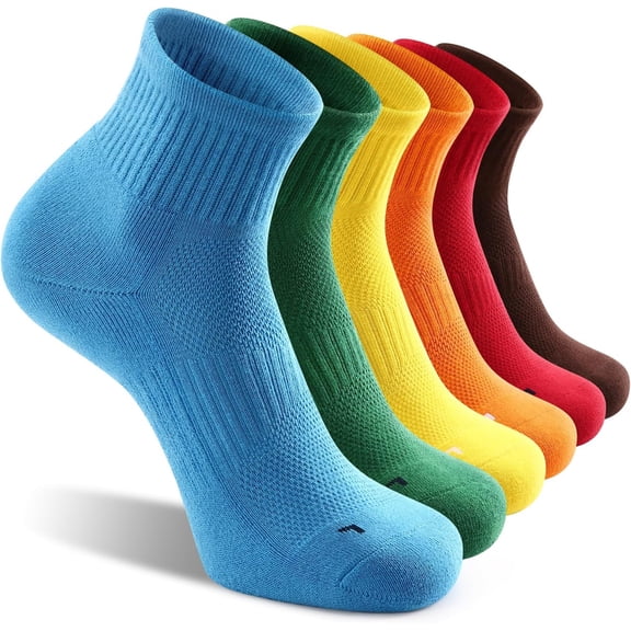 6 Pack Men's Athletic Ankle Socks Cushioned Sports Running Socks 7-9/9-12/12-15