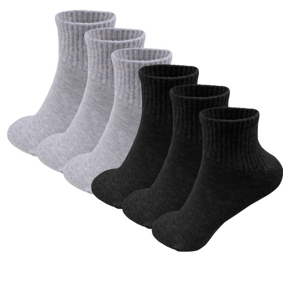 6 Pack Men's Athletic Quarter Ankle Low Cut Cotton Socks Cushioned Sports Running
