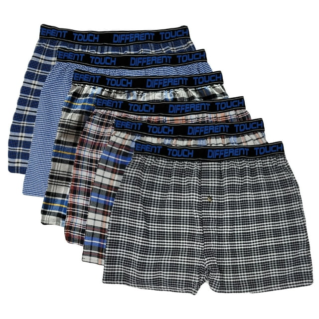 6 Pack Men's Big and Tall Exposed Elastic Band Boxer Shorts Underwear ...
