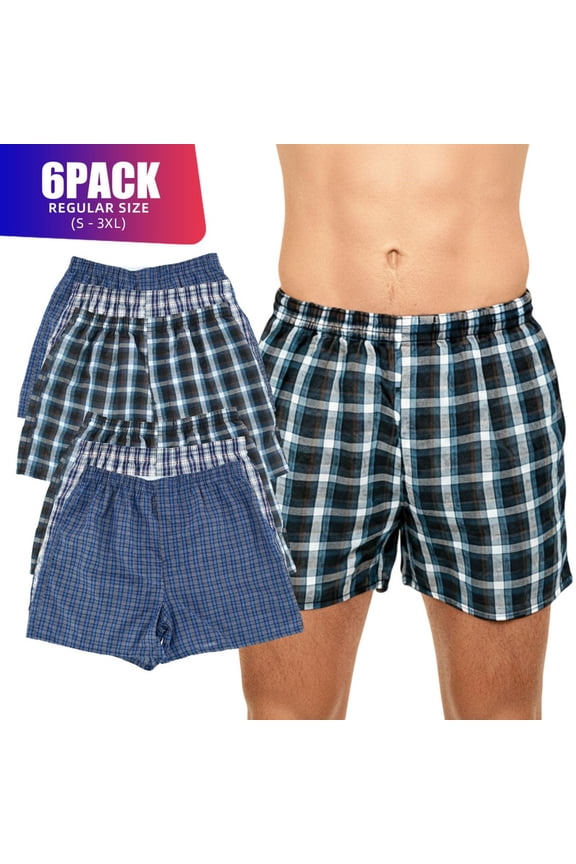 6 Pack Men's Boxer Shorts Random Mixed Color Pack Woven Relaxed Fit Boxers for Men Soft Breathable Mens High quality Underwear with Fly Pouch Elastic Waist comfortable Fabric Menswear