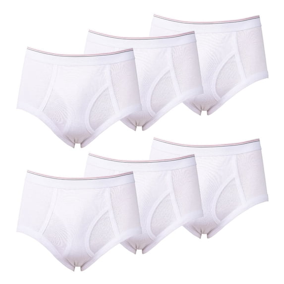 6 Pack Men's Briefs 100% Cotton Tag-Free Classics Elastic Waist Moisture Wicking Tagless Underwear S-XL Regular Big & Tall Soft Breathable Menswear