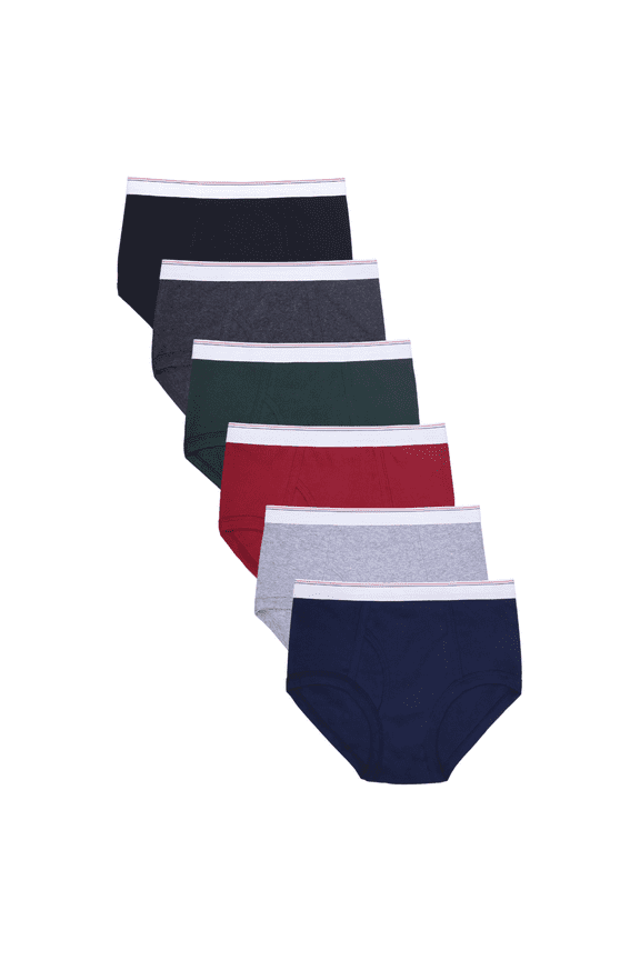 6 Pack Men's Briefs 100% Cotton Tag-Free Elastic Waist Moisture Wicking Tagless Assorted Multi-Color Woven Relaxed Fit Plain Underwear Menswear