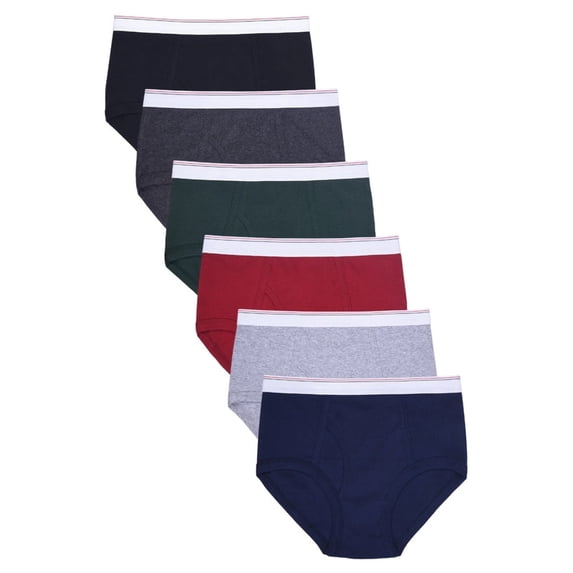 6 Pack Men's Briefs 100% Cotton Tag-Free Classics Elastic Waist Moisture Wicking Tagless Underwear S-XL Regular Big & Tall Soft Breathable Menswear