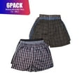 thumbnail image 1 of 6 Pack Men's Cotton Blend Boxer Shorts Random Mixed Color Pack Woven Relaxed Fit Boxers for Men Soft Breathable Mens Underwear with Button Fly Pouch Elastic Waist Comfortable Fabric Menswear, 1 of 5