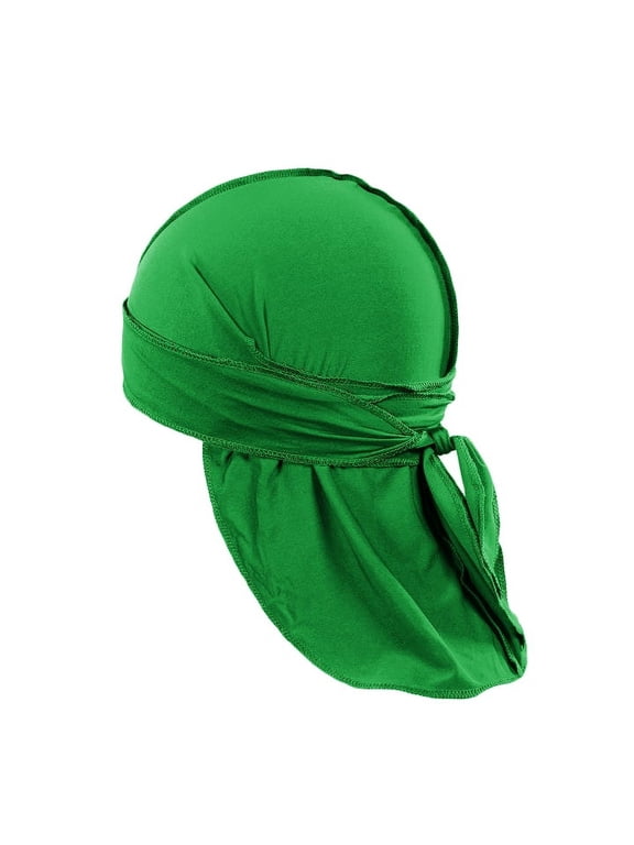 6 Pack Men's Durag Headwrap Waves Headscarf Bandana Doo Rag Long Tail (Green)