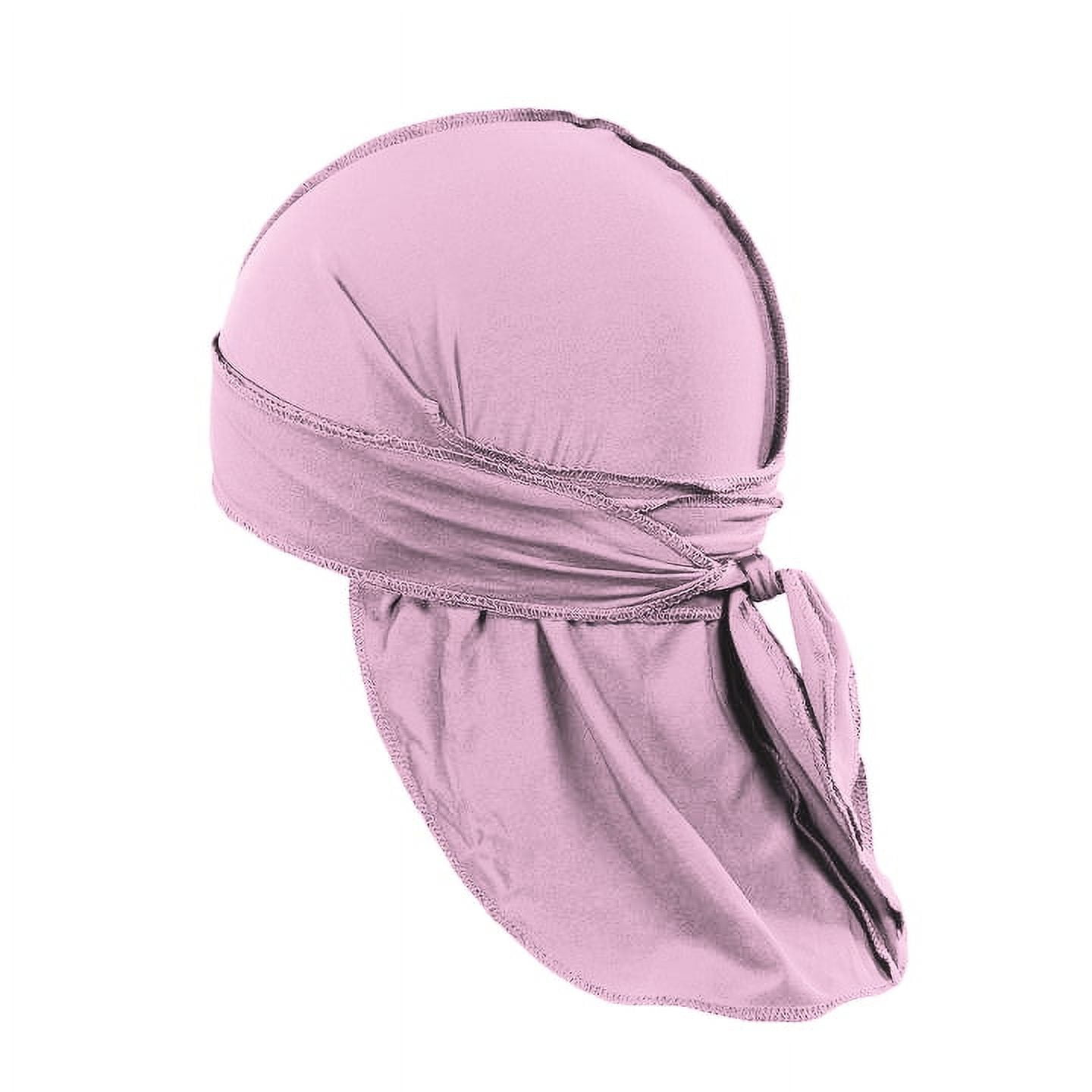 6 Pack Men's Durag Headwrap Waves Headscarf Bandana Doo Rag Long Tail  (Pink) 