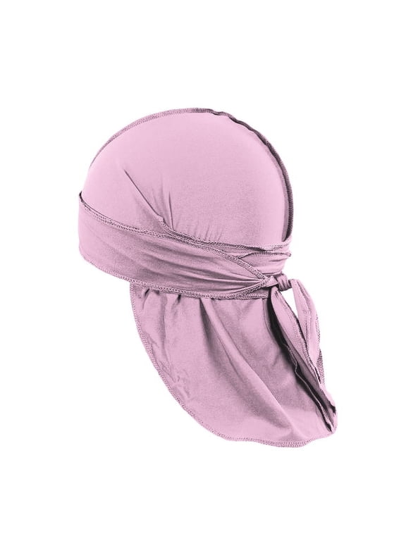 6 Pack Men's Durag Headwrap Waves Headscarf Bandana Doo Rag Long Tail (Pink)