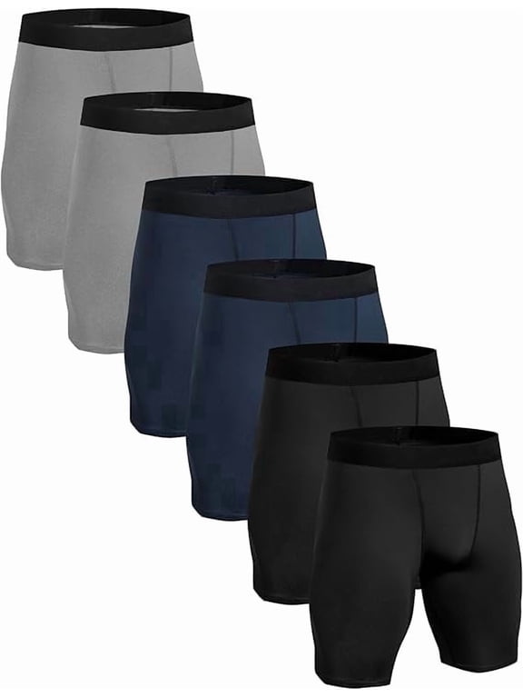 6-Pack Men's Outdoor Sports Compression Shorts High-Elasticity, Quick-Drying, Moisture-Wicking Fitness & Running Shorts