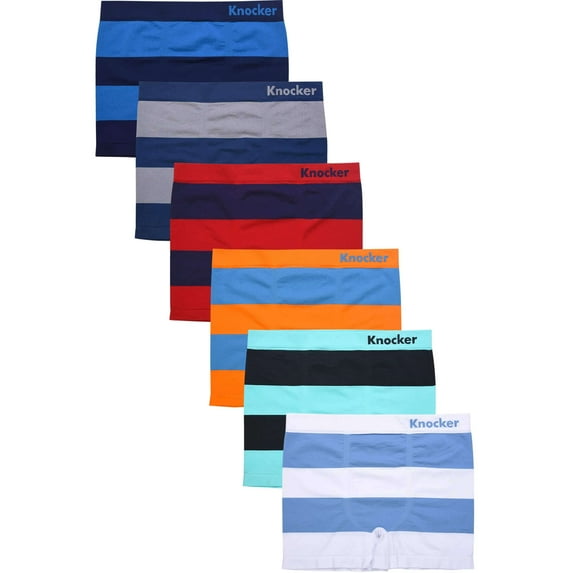 6-Pack Men's Seamless Short Boxer Briefs Underwear, Awning Stripes Multi Color