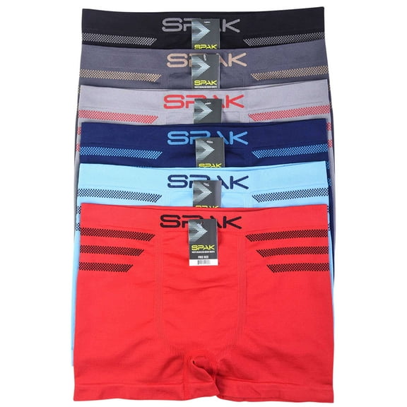 6-Pack Men's Seamless Short Boxer Briefs Underwear, Check Bars Multi Color