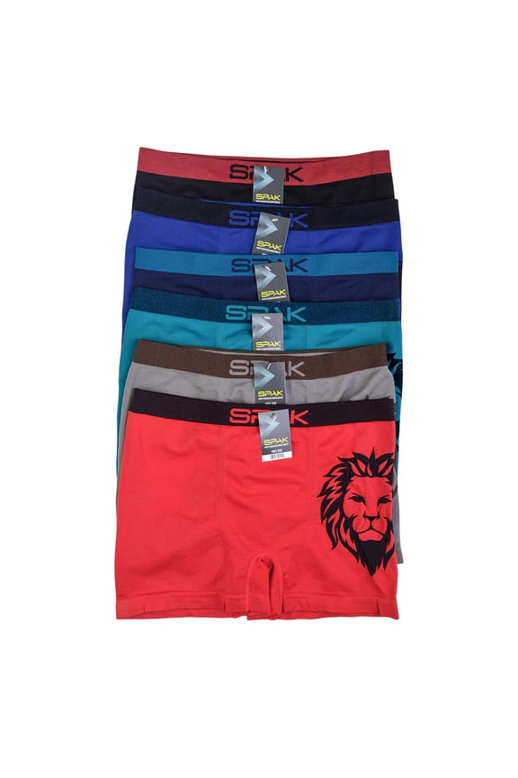 6-Pack Men's Seamless Short Boxer Briefs Underwear, Lion Head Multi Color