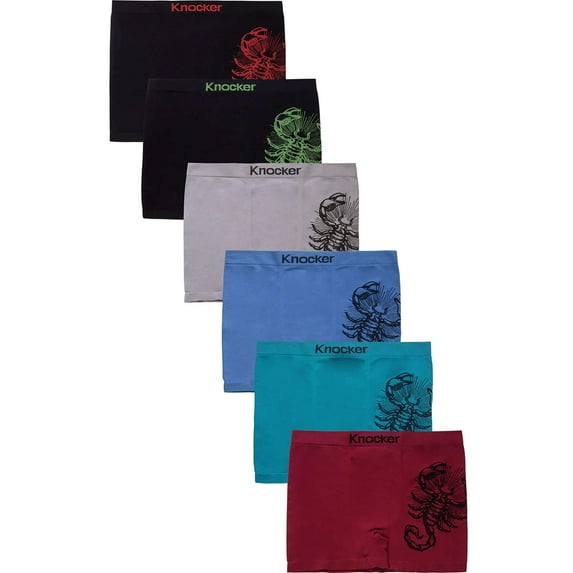 6-Pack Men's Seamless Short Boxer Briefs Underwear, Scorpion Multi Color