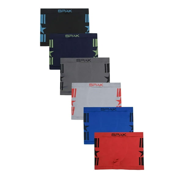 6-Pack Men's Seamless Short Boxer Briefs Underwear, Side Star Multi Color