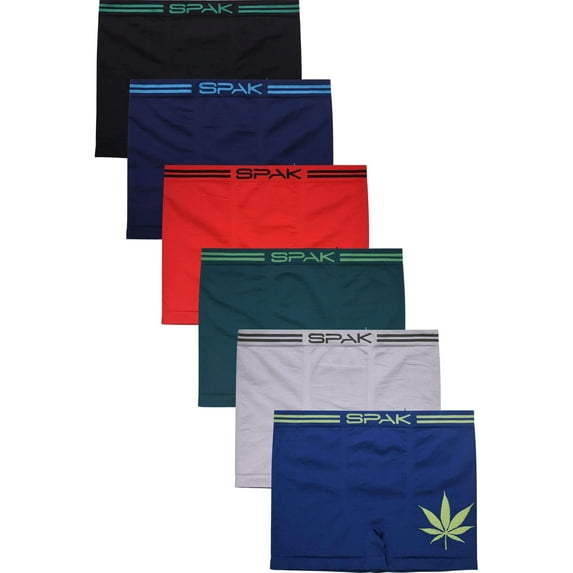 6-Pack Men's Seamless Short Boxer Briefs Underwear, Single Leaf Multi Color